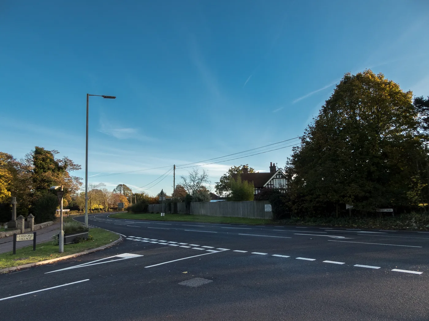 The Brocket Road junction at Lemsford, west of the New Road site. The developer would pay for traffic calming on Brocket Lane if the scheme is approved.